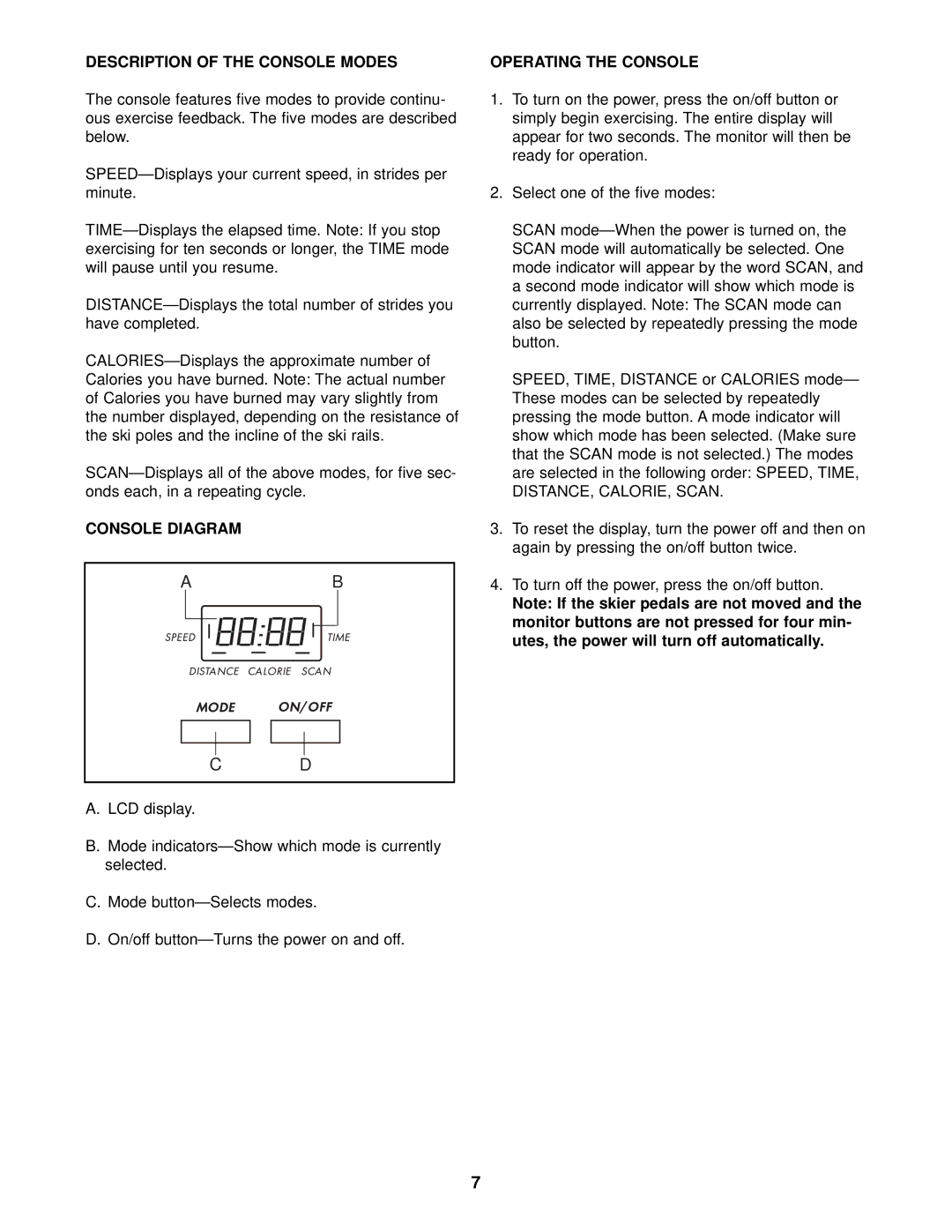 ProForm 570 XC user manual Description of the Console Modes, Console Diagram, Operating the Console 