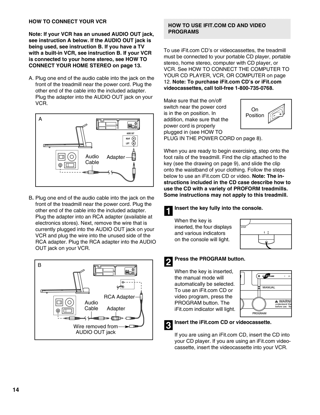 ProForm 585 PI user manual HOW to Connect Your VCR, Audio Adapter Cable, Press the Program button 