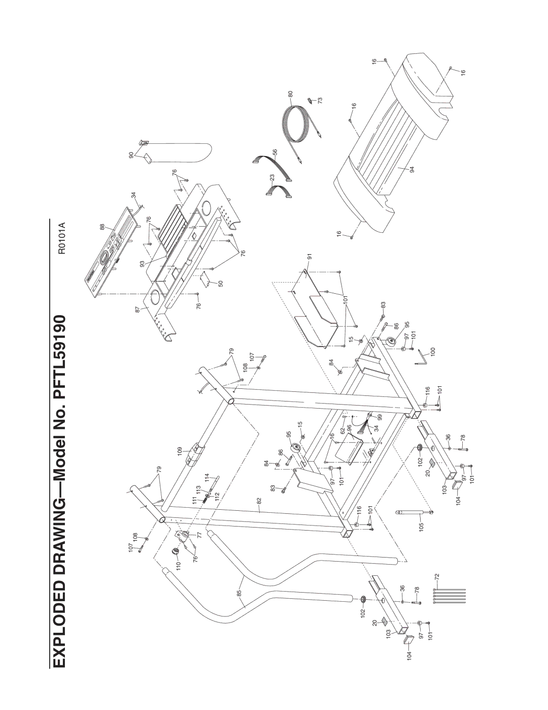 ProForm 585 PI user manual 107 108 110 109 111 114 112 102 103 101 116 105 104 100 