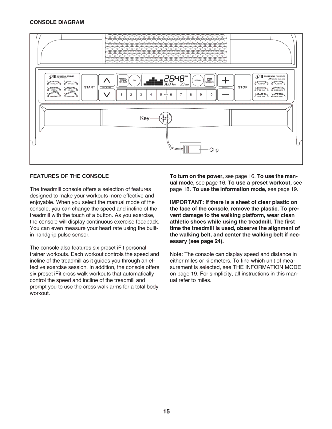 ProForm 590 lt user manual Console Diagram, Features of the Console 