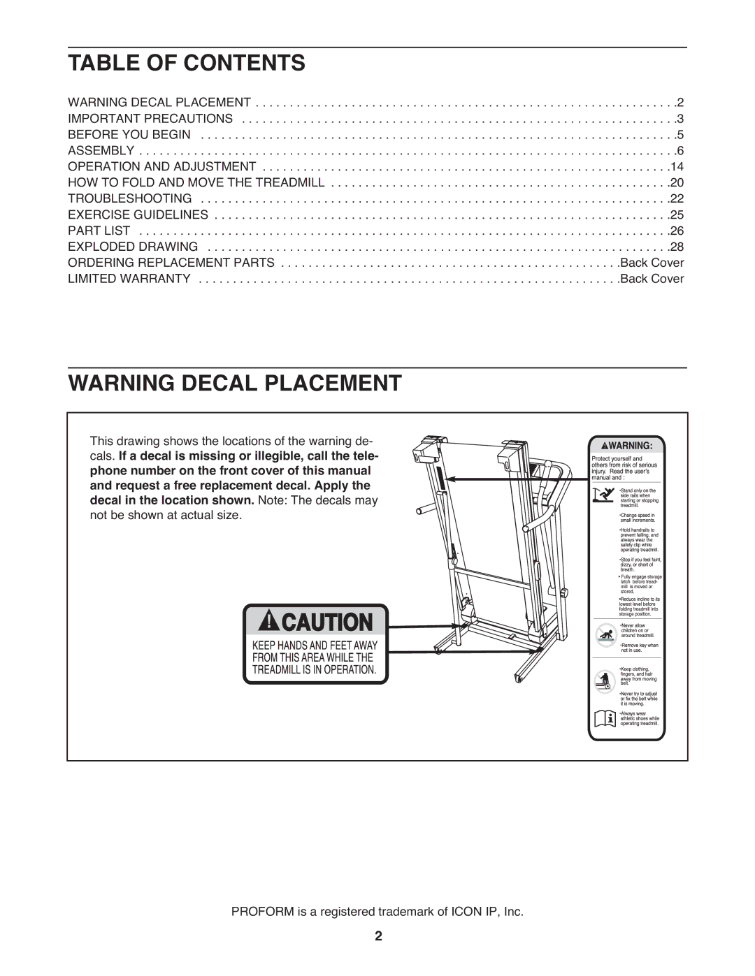 ProForm 590 lt user manual Table of Contents 