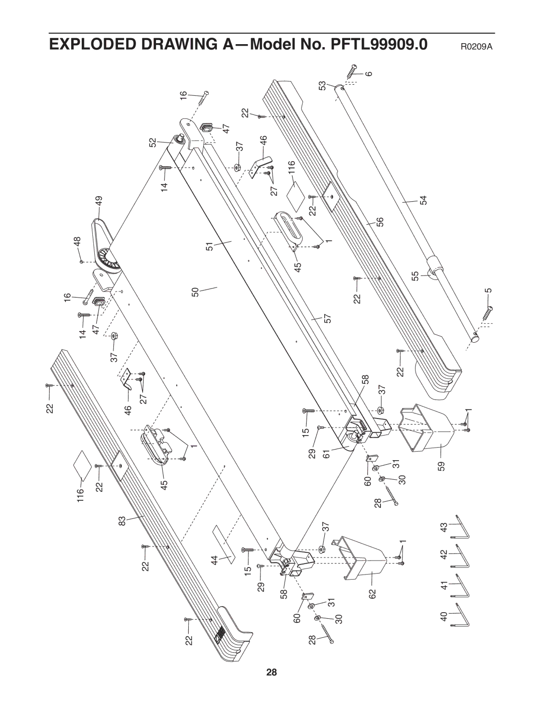 ProForm 590 lt user manual Exploded Drawing A-Model No. PFTL99909.0 R0209A 