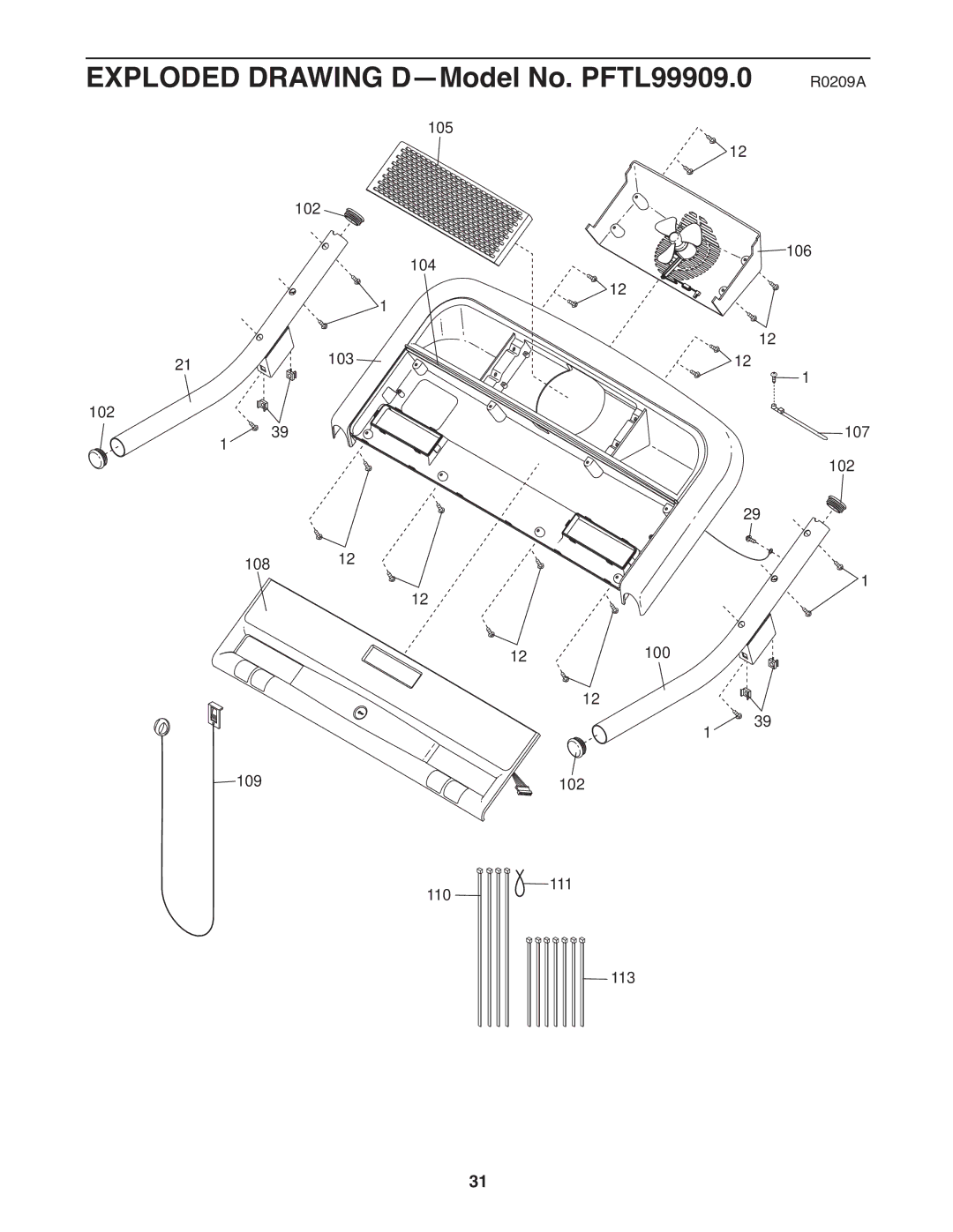 ProForm 590 lt user manual Exploded Drawing D-Model No. PFTL99909.0 R0209A 