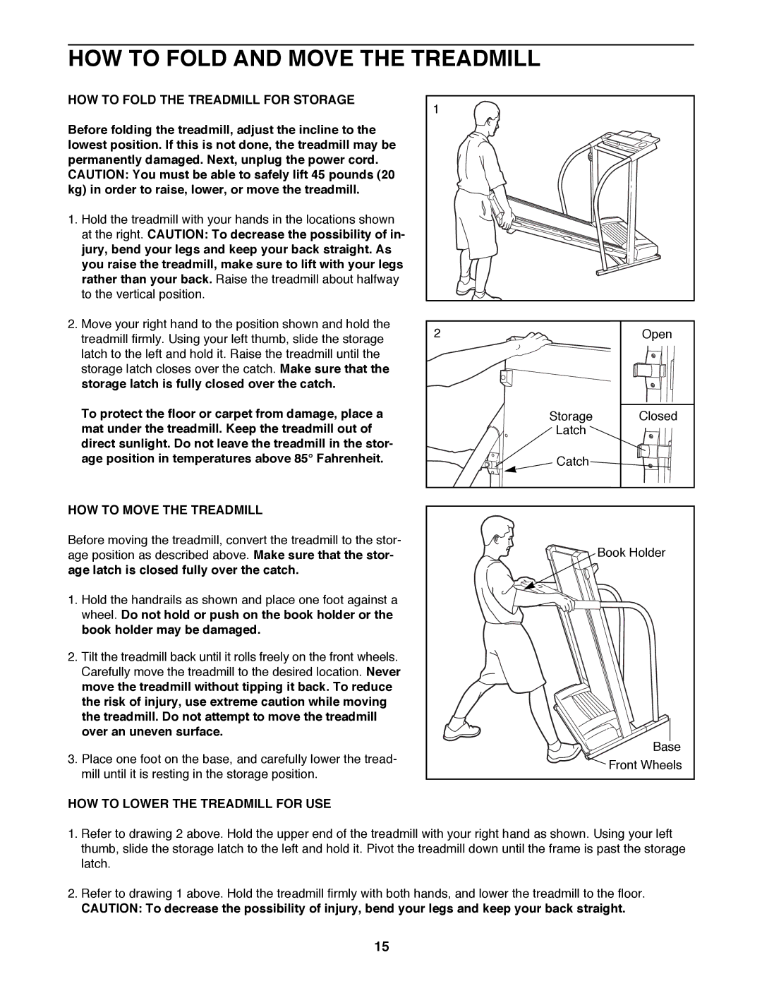 ProForm 590 QS HOW to Fold and Move the Treadmill, HOW to Fold the Treadmill for Storage, HOW to Move the Treadmill 