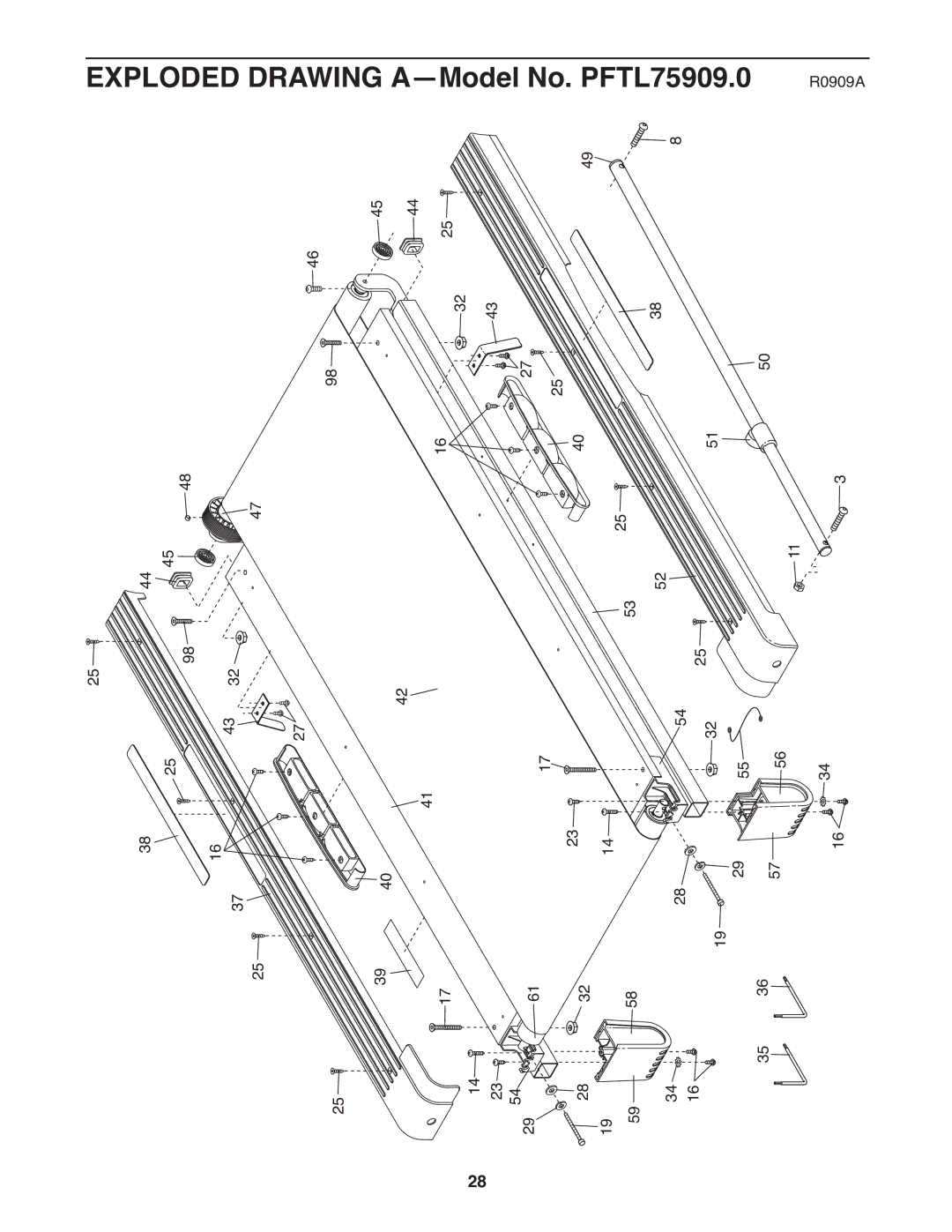 ProForm 590 rt user manual Exploded Drawing A-Model No. PFTL75909.0 R0909A 