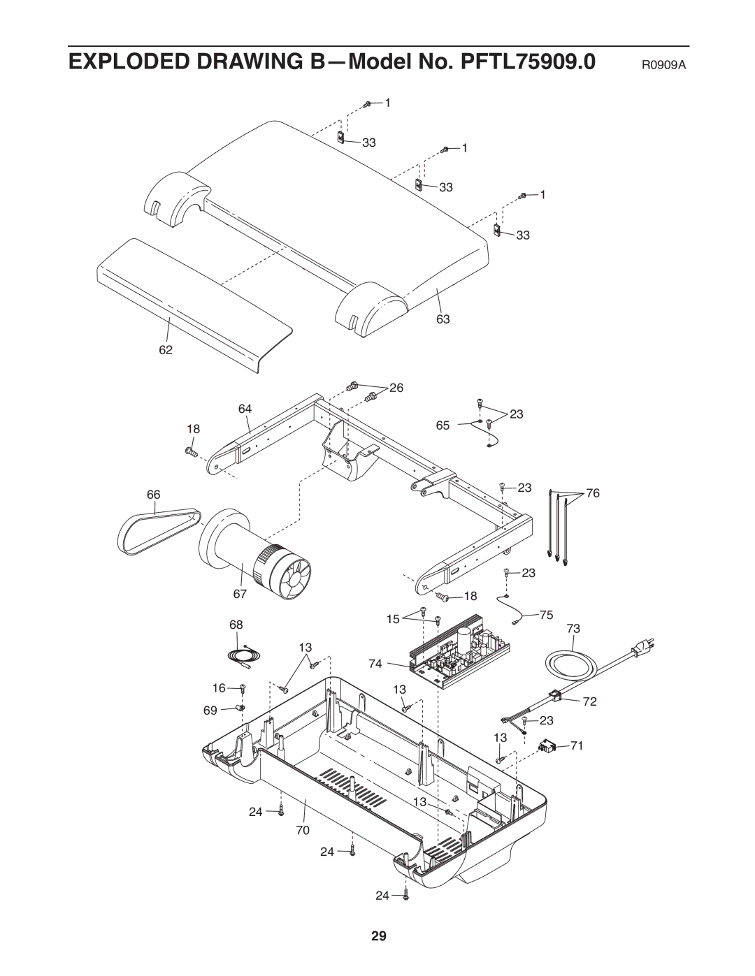 ProForm 590 rt user manual Exploded Drawing B-Model No. PFTL75909.0 R0909A 