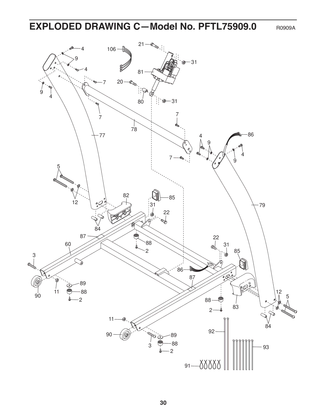 ProForm 590 rt user manual Exploded Drawing C-Model No. PFTL75909.0 R0909A 