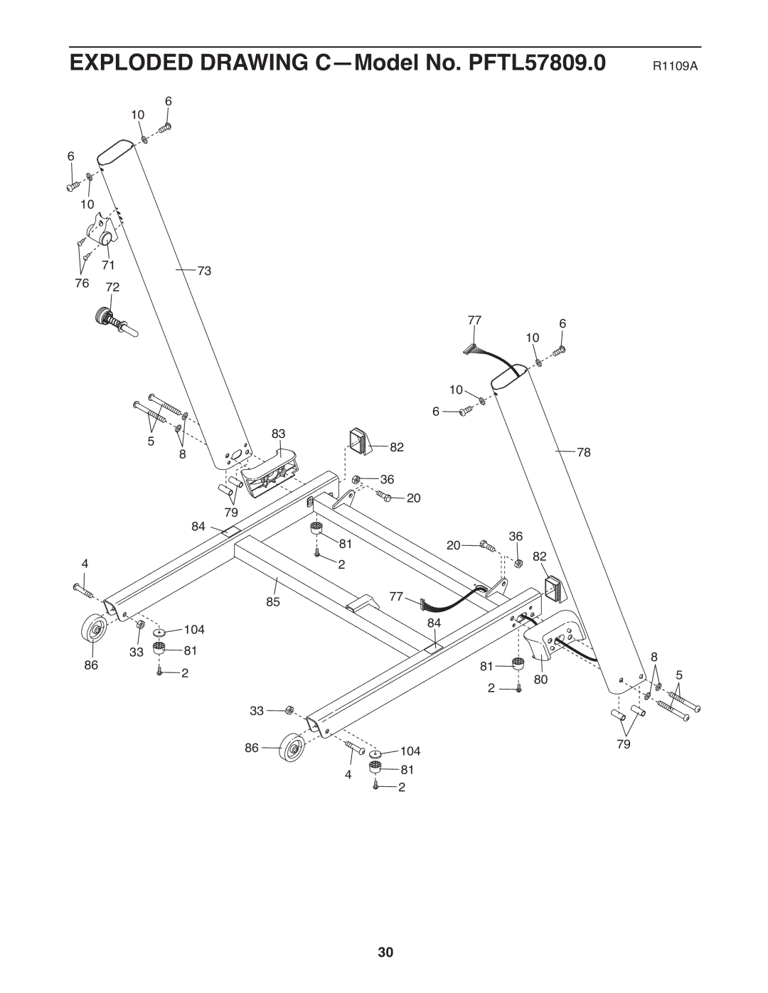 ProForm 595 lt warranty Exploded Drawing C-Model No. PFTL57809.0 