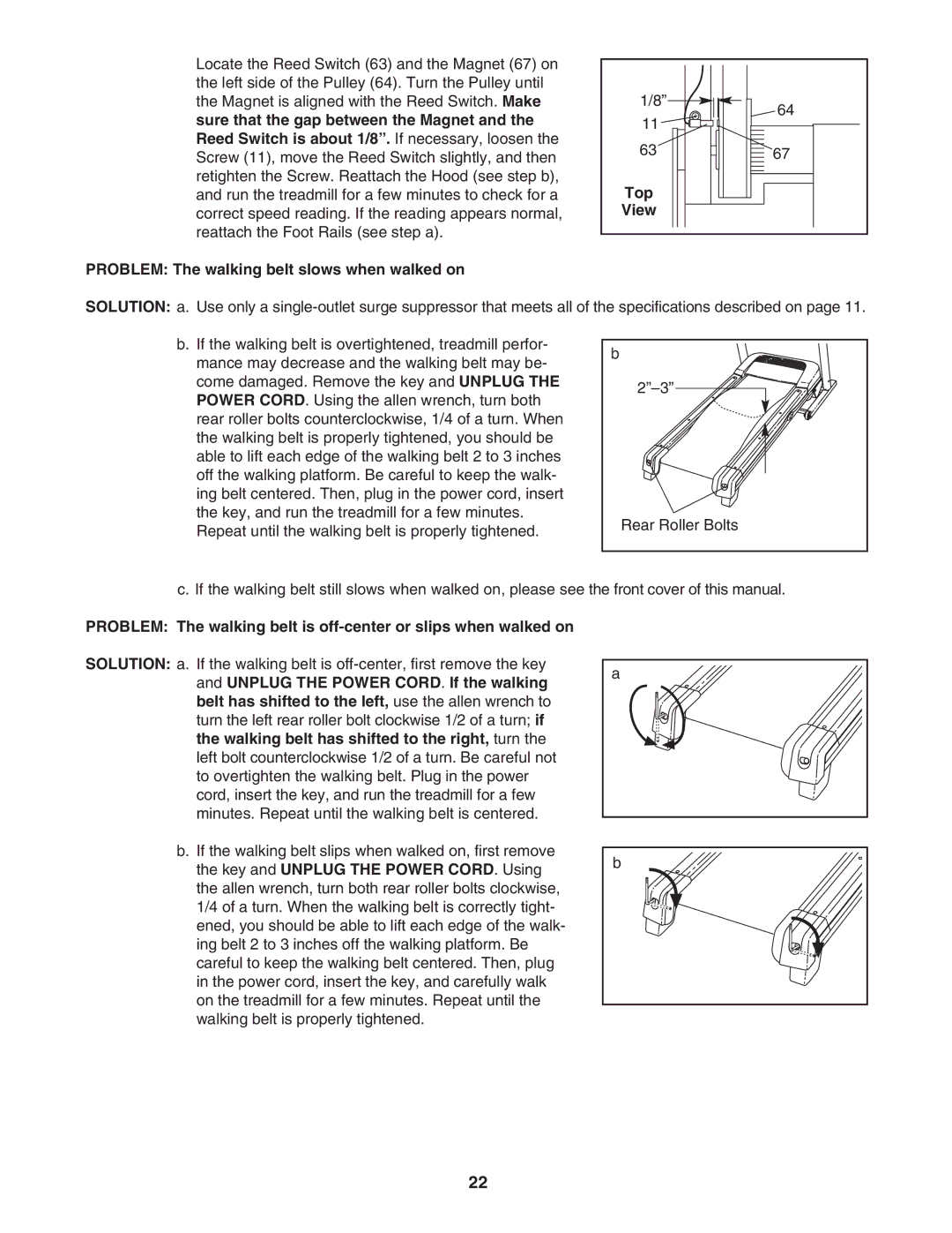 ProForm 595Pi user manual Top, Problem The walking belt slows when walked on 