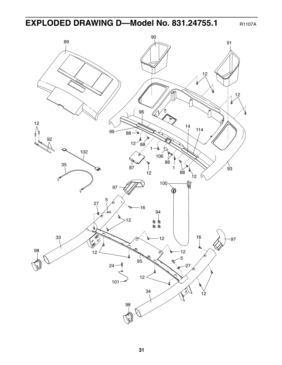 ProForm 620 user manual Exploded Drawing D-Model No 