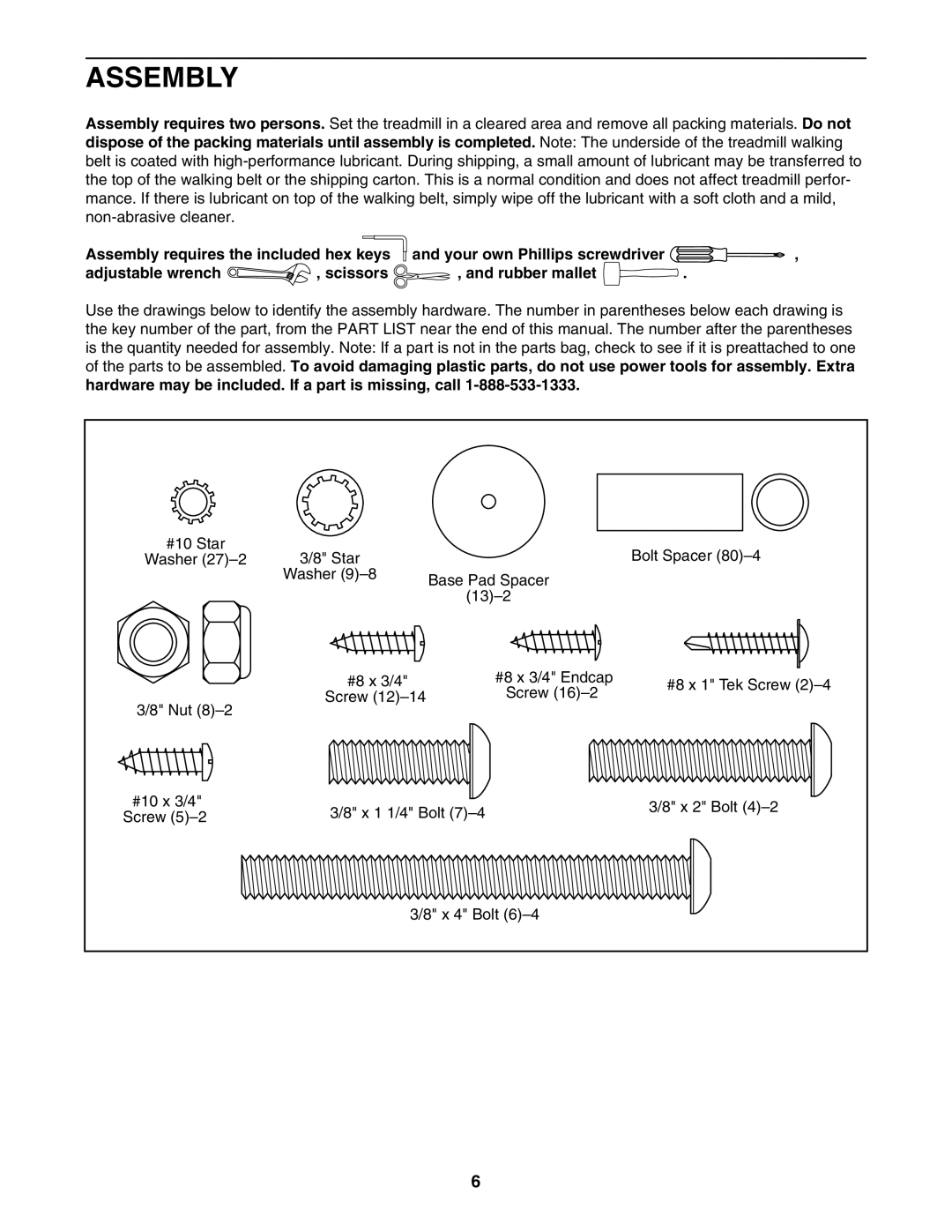 ProForm 620 user manual Assembly 