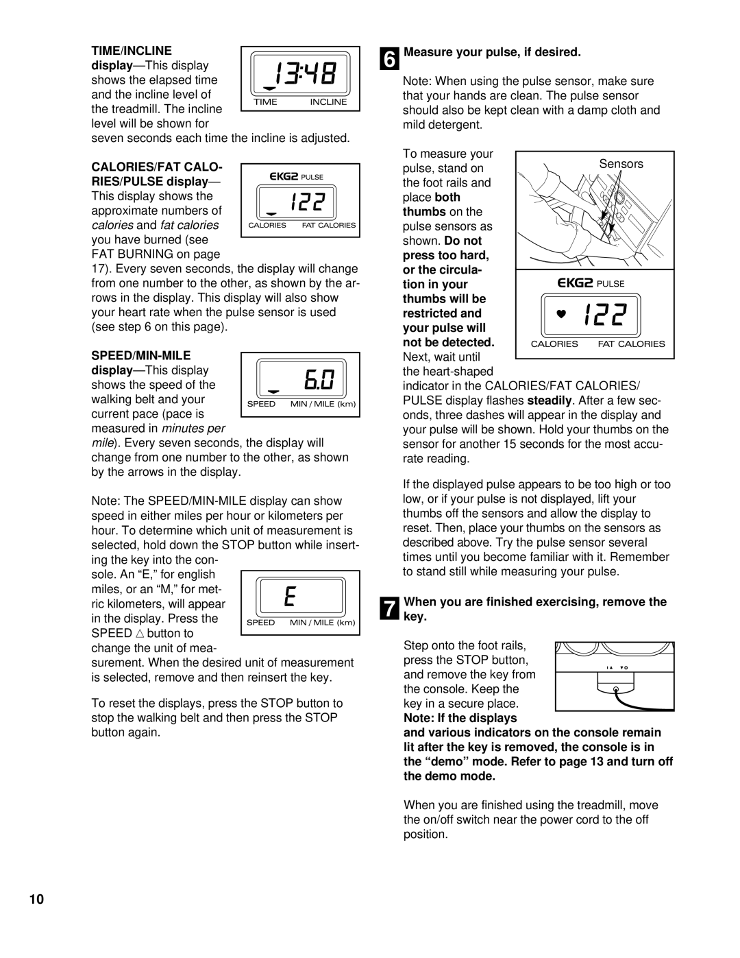 ProForm 630 DS user manual Time/Incline, Speed/Min-Mile 