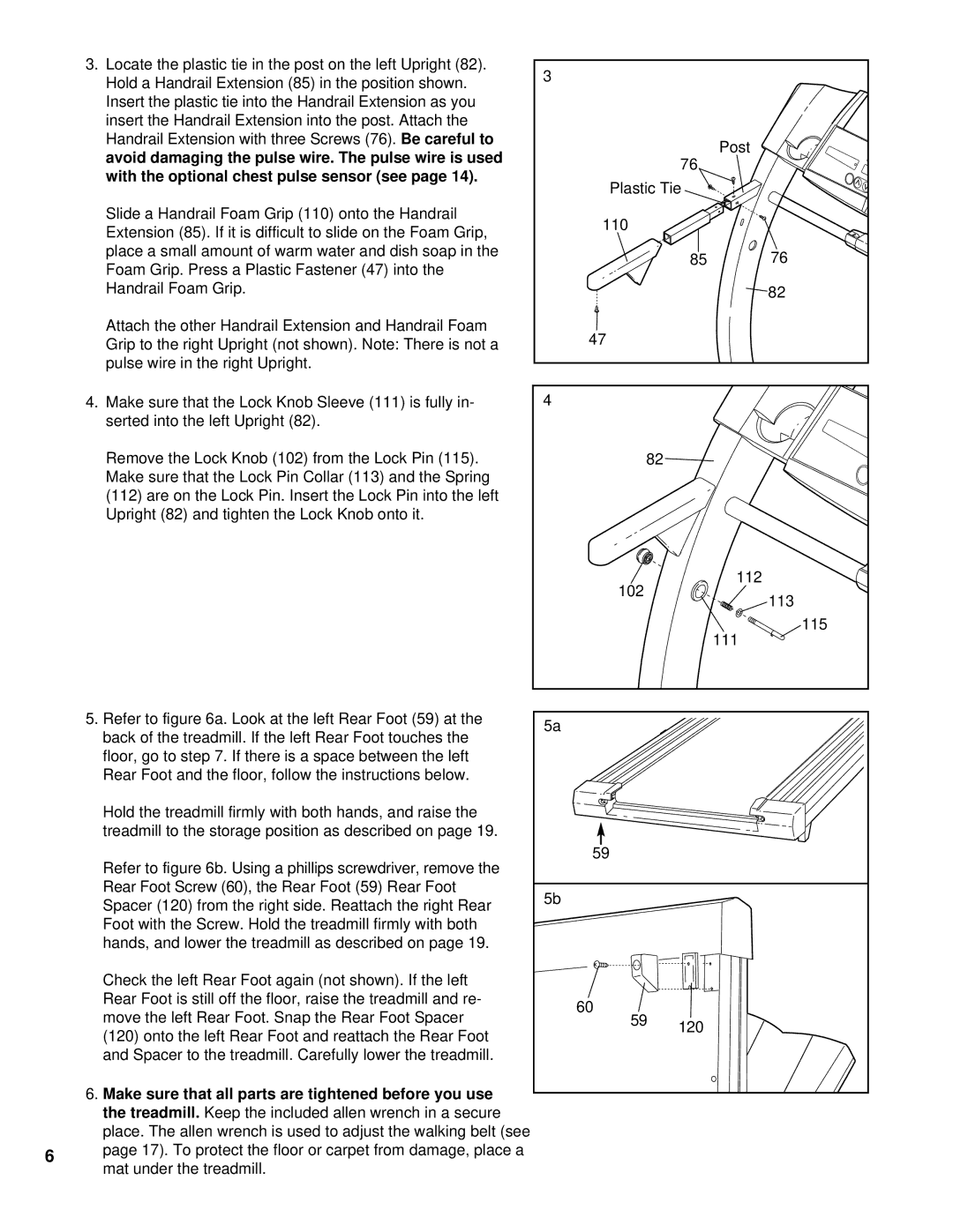 ProForm 630 DS user manual Handrail Extension with three Screws, Make sure that all parts are tightened before you use 