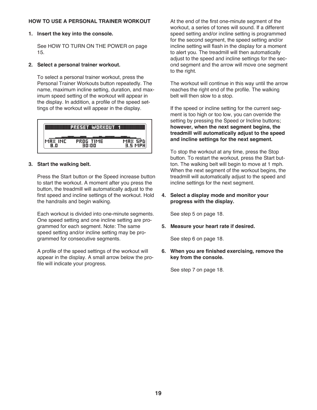 ProForm 7 manual HOW to USE a Personal Trainer Workout, Select a personal trainer workout 