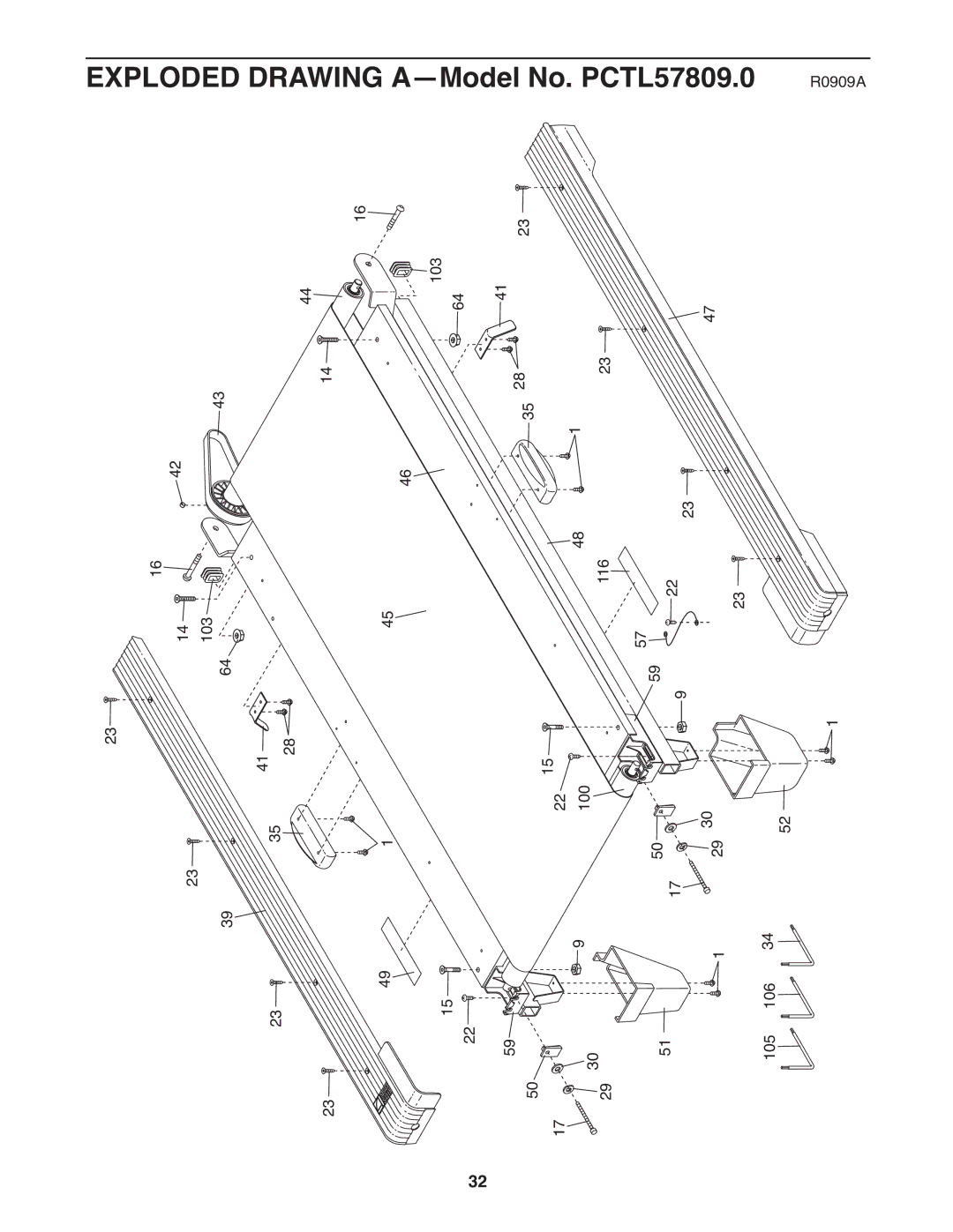 ProForm manual Exploded Drawing A-Model No. PCTL57809.0 R0909A 