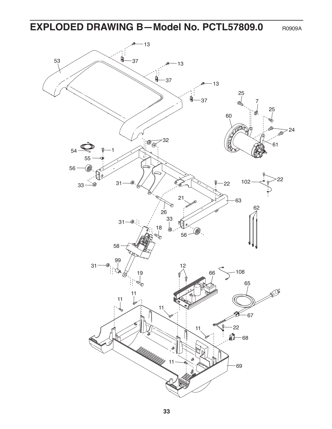 ProForm manual Exploded Drawing B-Model No. PCTL57809.0 R0909A 