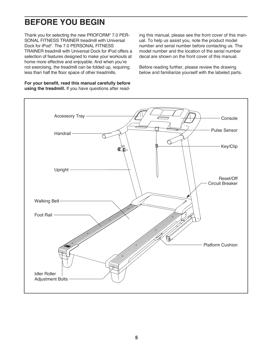 ProForm 7 manual Before YOU Begin 