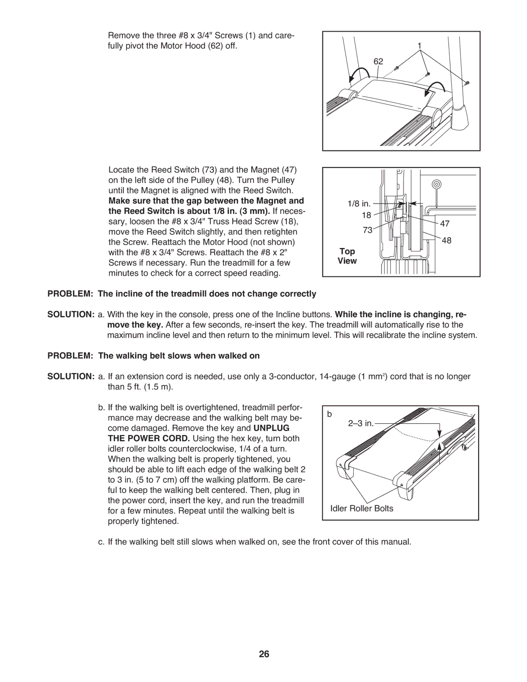 ProForm 705 ZLT manual Top, Problem The walking belt slows when walked on 