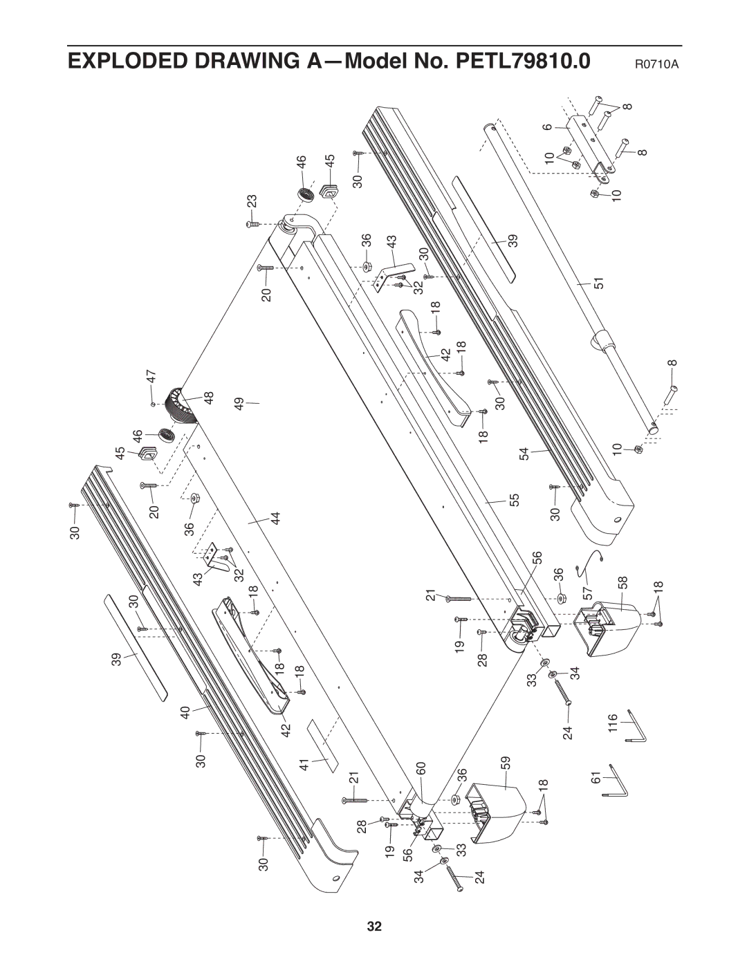 ProForm 705 ZLT manual Exploded Drawing A-Model No. PETL79810.0 R0710A 