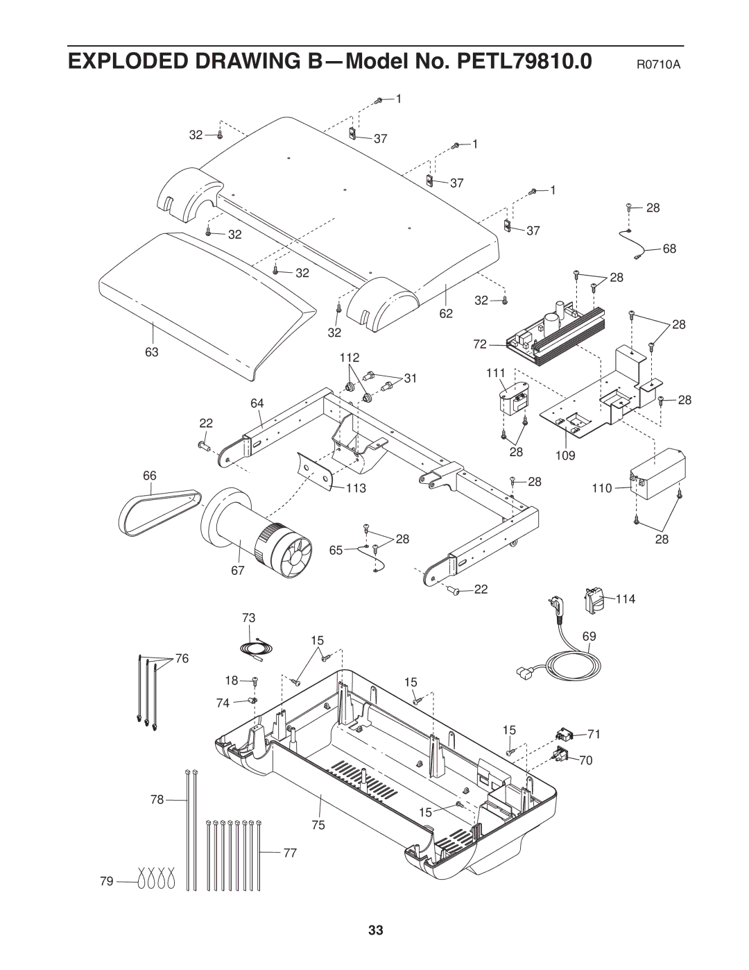 ProForm 705 ZLT manual Exploded Drawing B-Model No. PETL79810.0 R0710A 