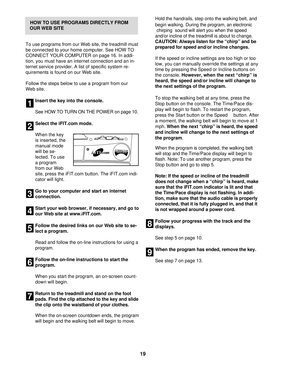 ProForm 720 user manual HOW to USE Programs Directly from OUR WEB Site 