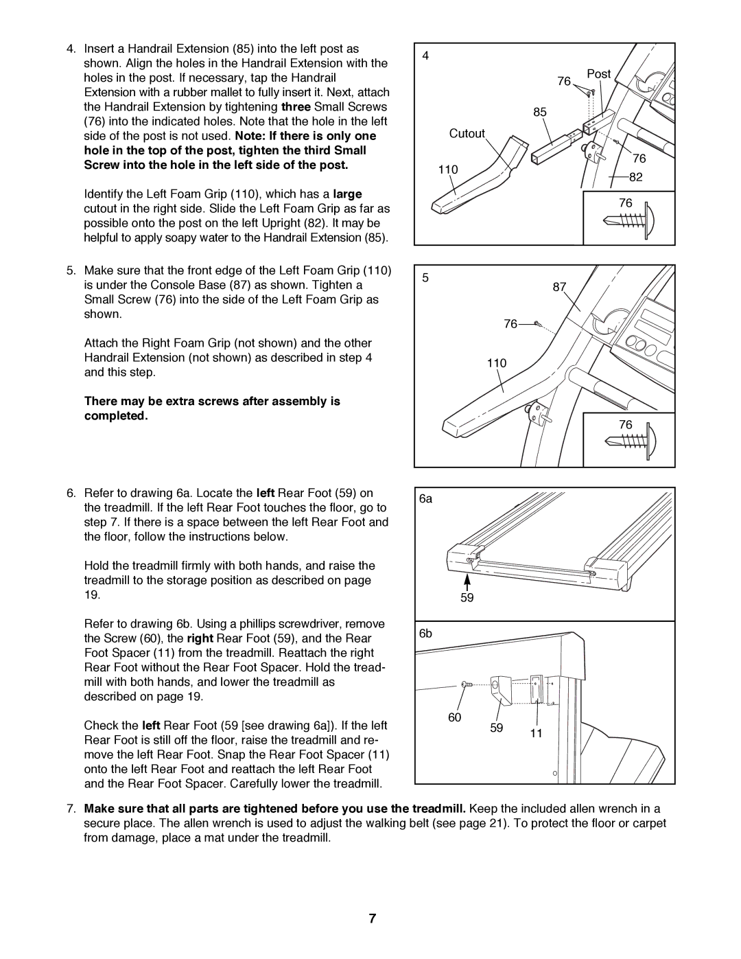 ProForm 740CS user manual There may be extra screws after assembly is completed 