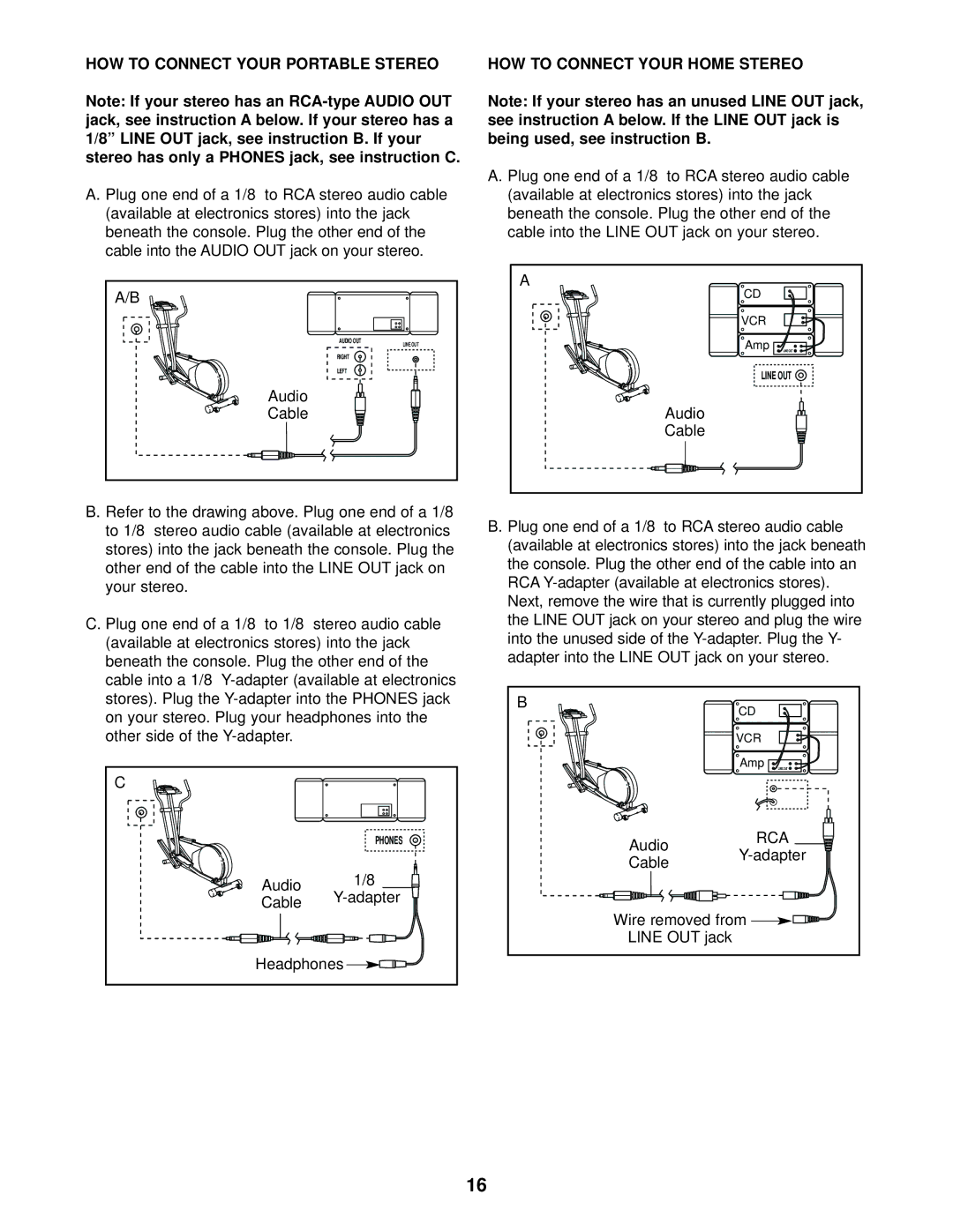 ProForm 750 user manual HOW to Connect Your Portable Stereo, HOW to Connect Your Home Stereo 