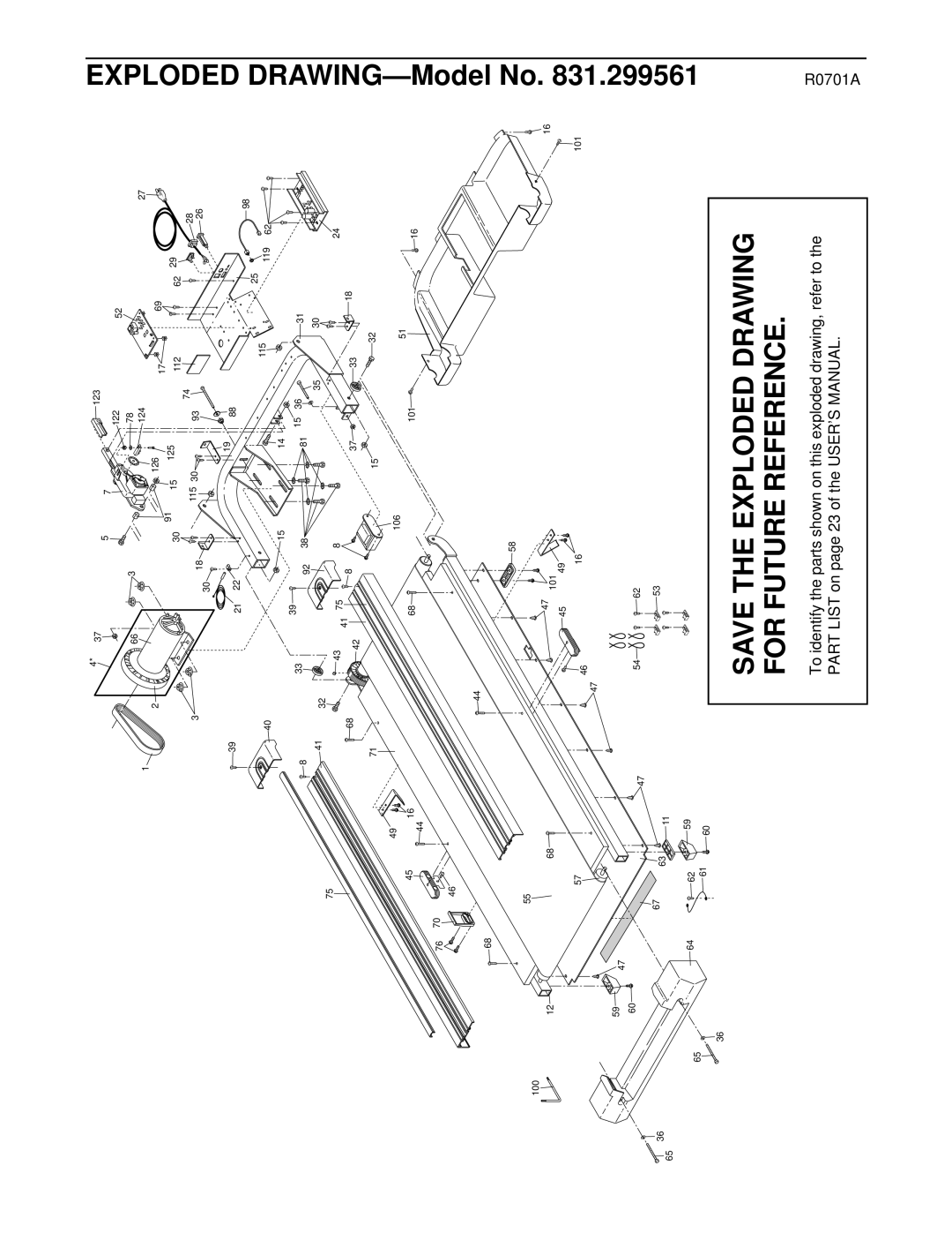 ProForm 750CS, 831.299561 user manual Save the Exploded Drawing for Future Reference 