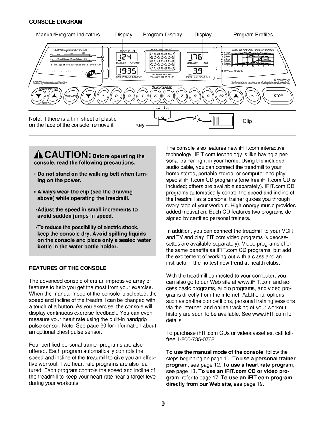 ProForm 760 EKG user manual Console Diagram, Features of the Console 