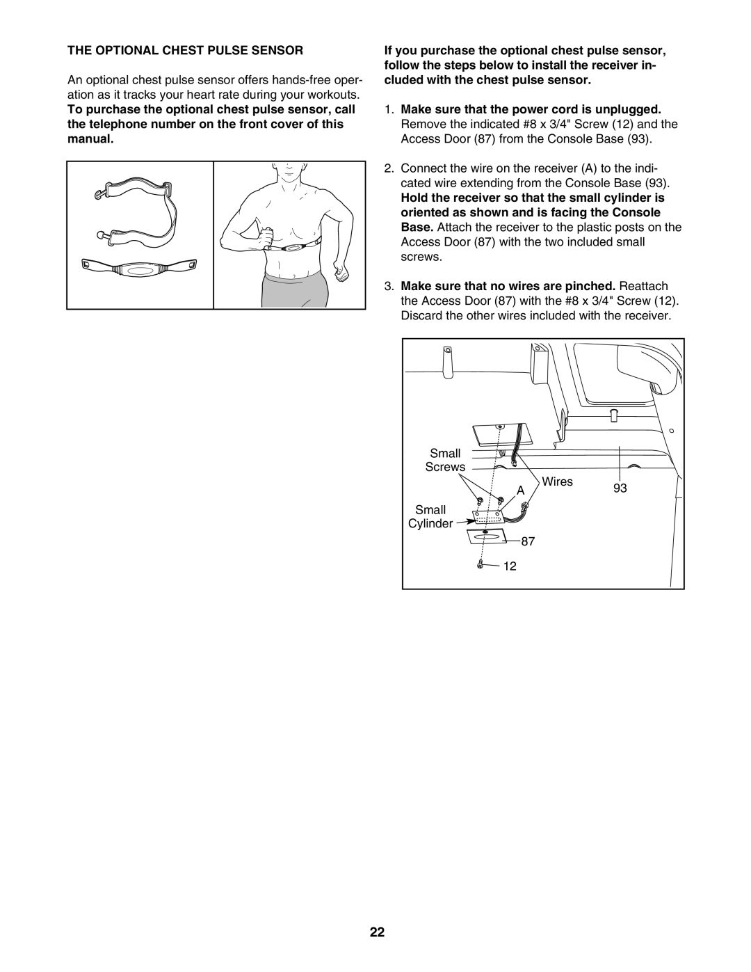 ProForm 760 user manual Optional Chest Pulse Sensor 