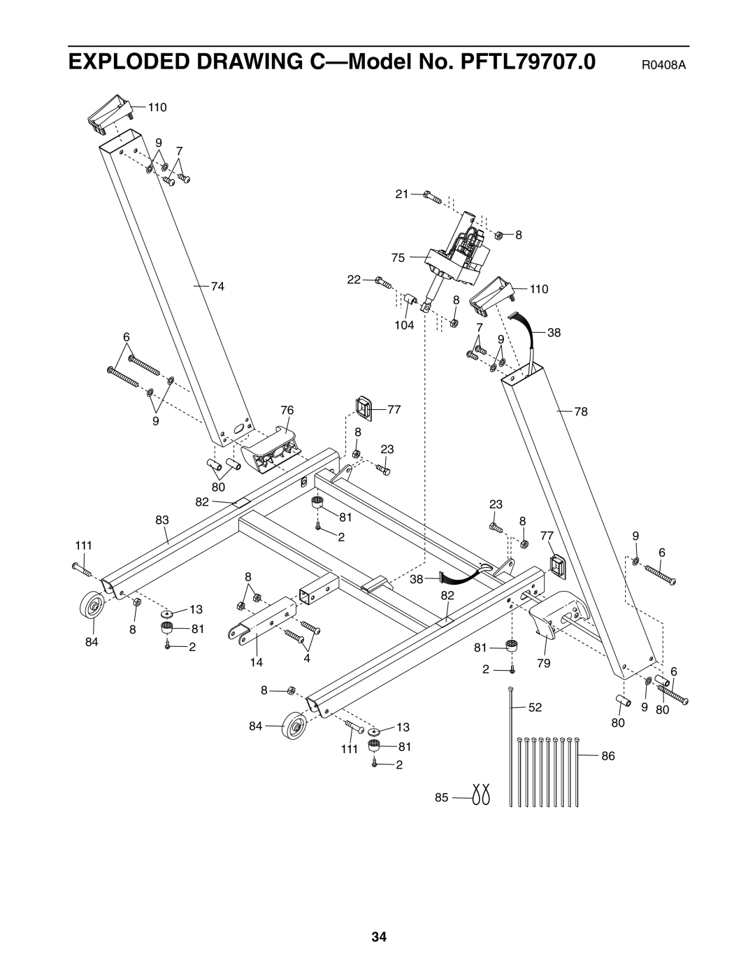 ProForm 760 user manual Exploded Drawing C-Model No. PFTL79707.0 R0408A 