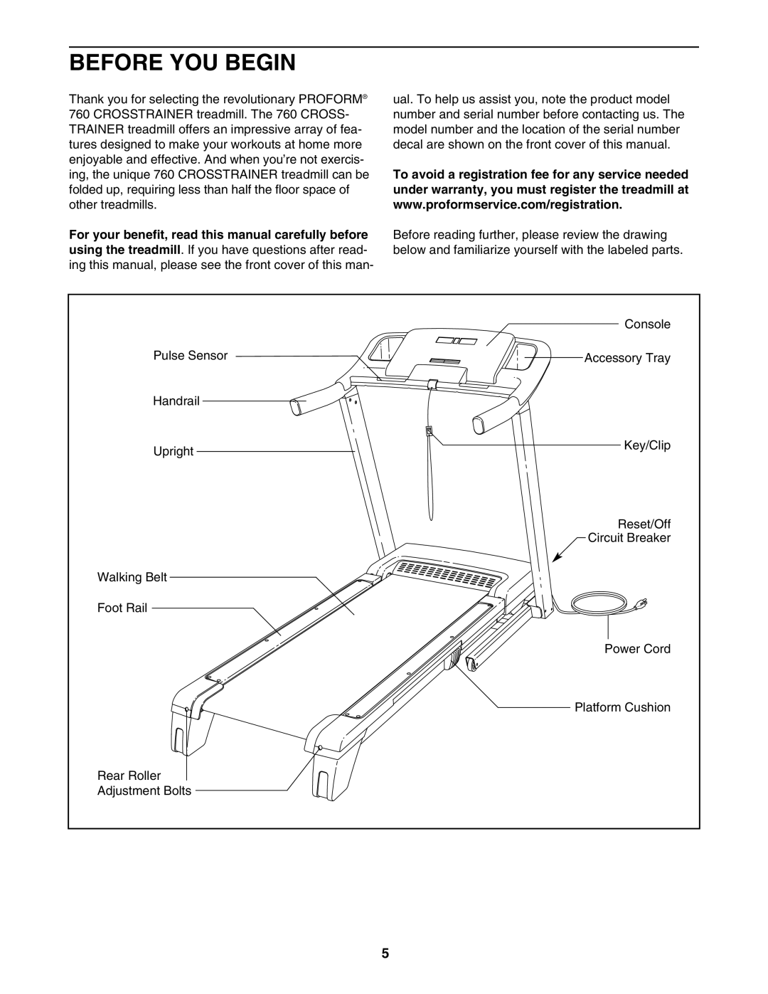 ProForm 760 user manual Before YOU Begin 