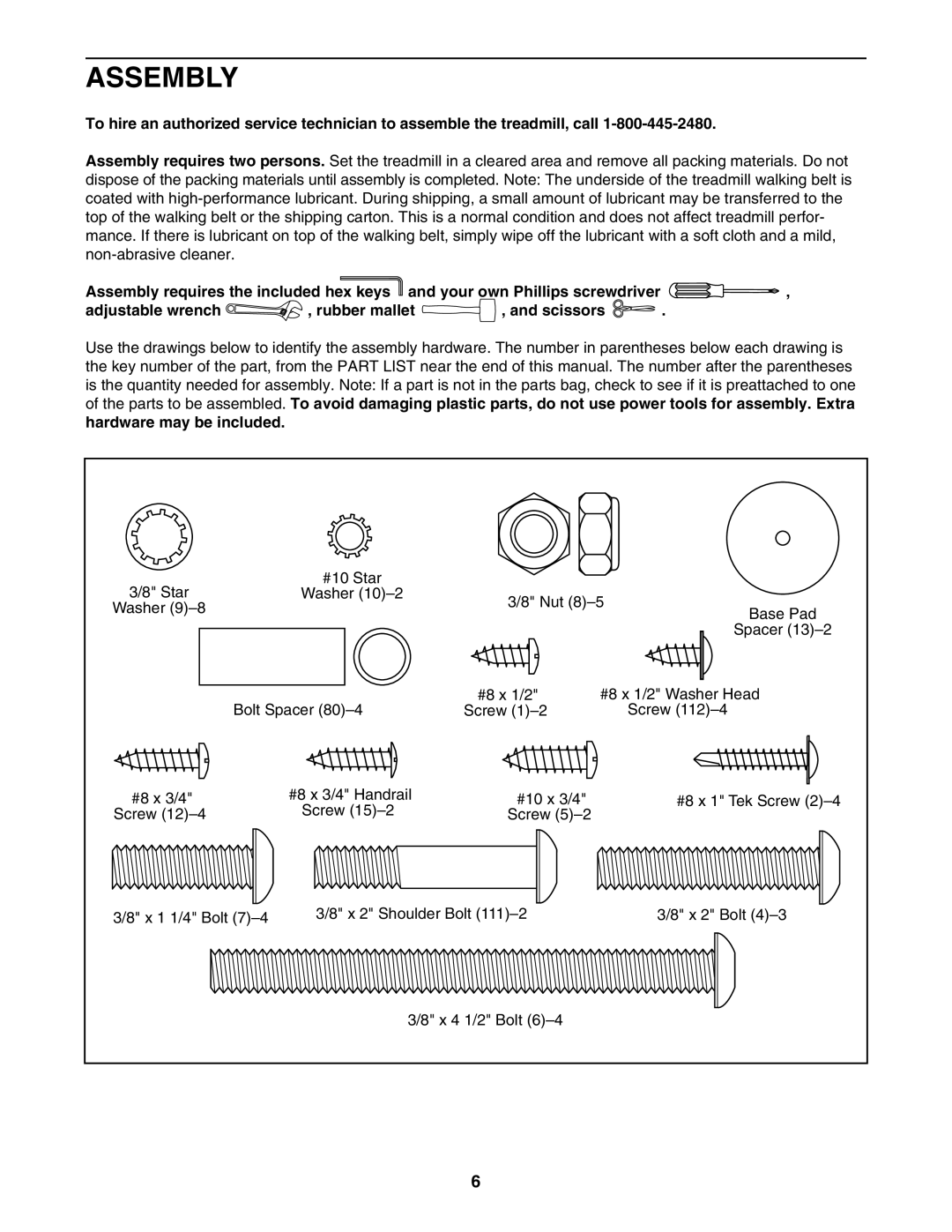 ProForm 765 user manual Assembly, Hardware may be included 