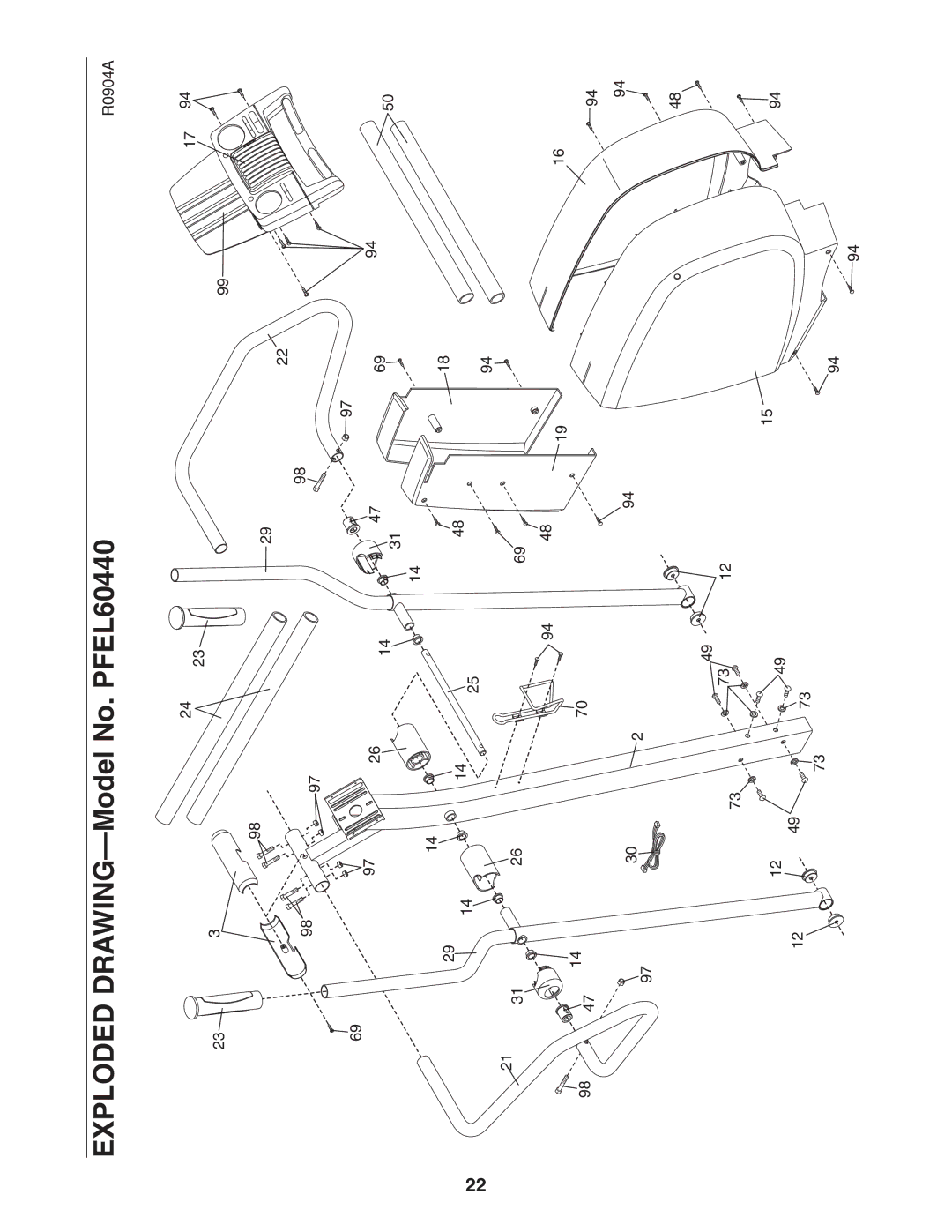 ProForm 785 S user manual Exploded DRAWING-Model No. PFEL60440 