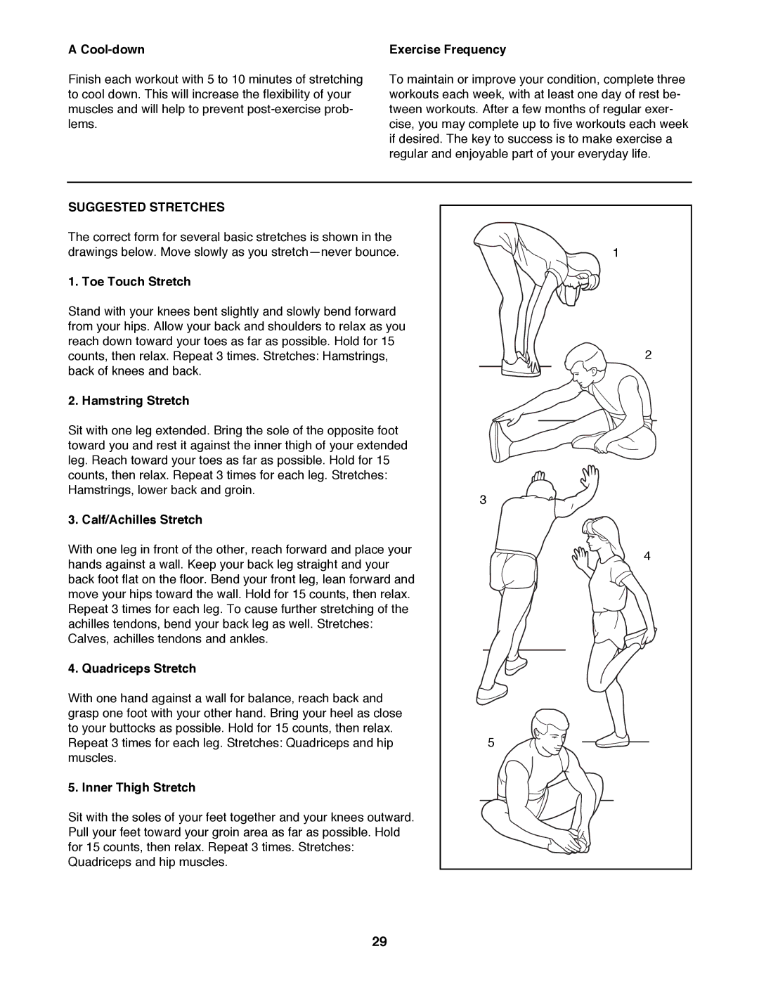 ProForm 785 TL user manual Suggested Stretches 