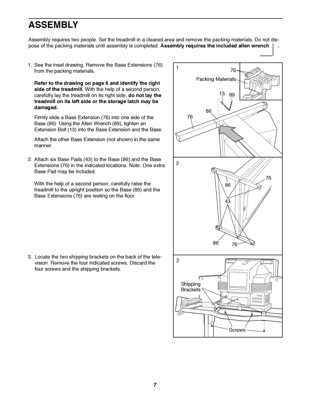 ProForm 785 TL user manual Assembly 