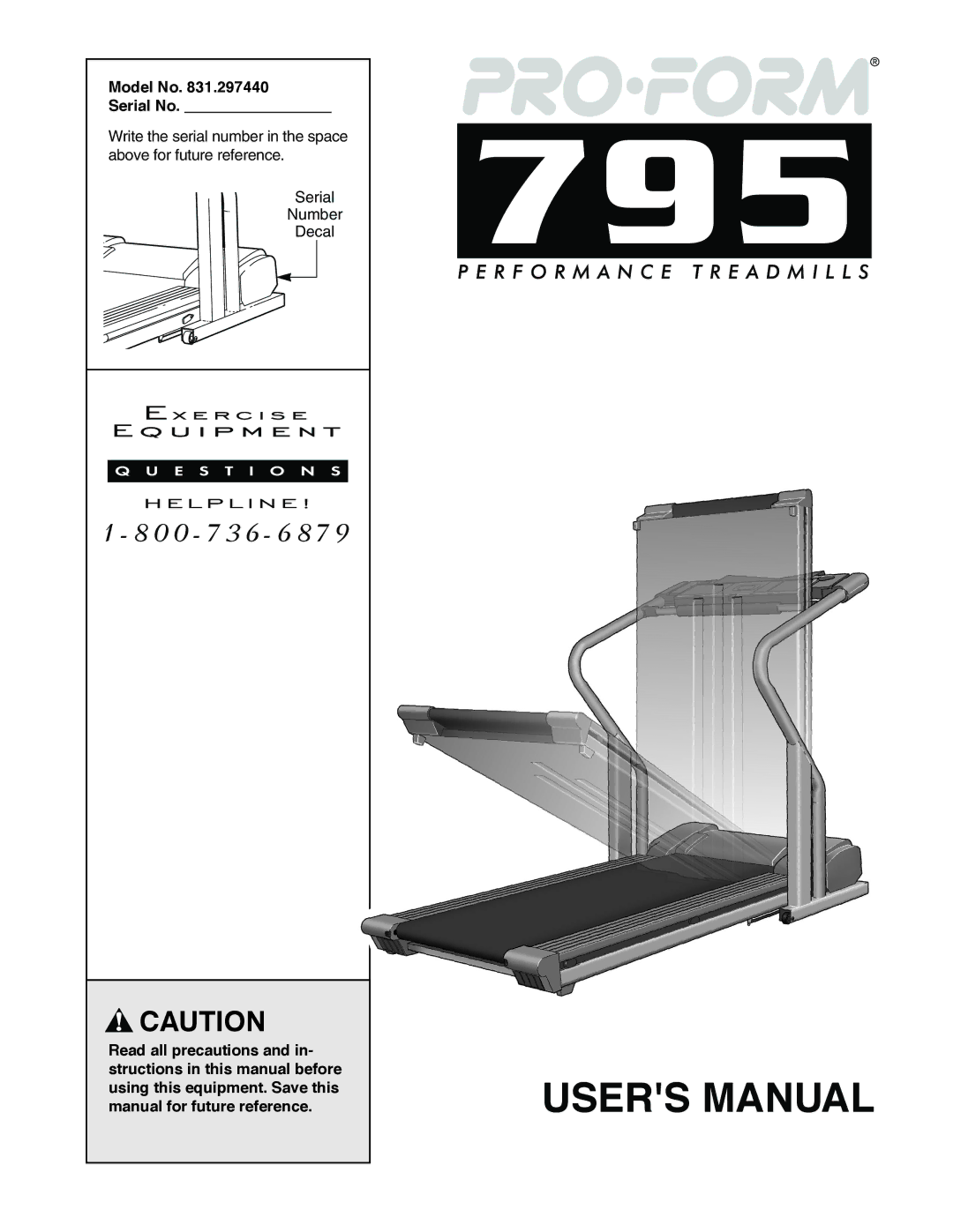 ProForm 795 user manual Model No Serial No 