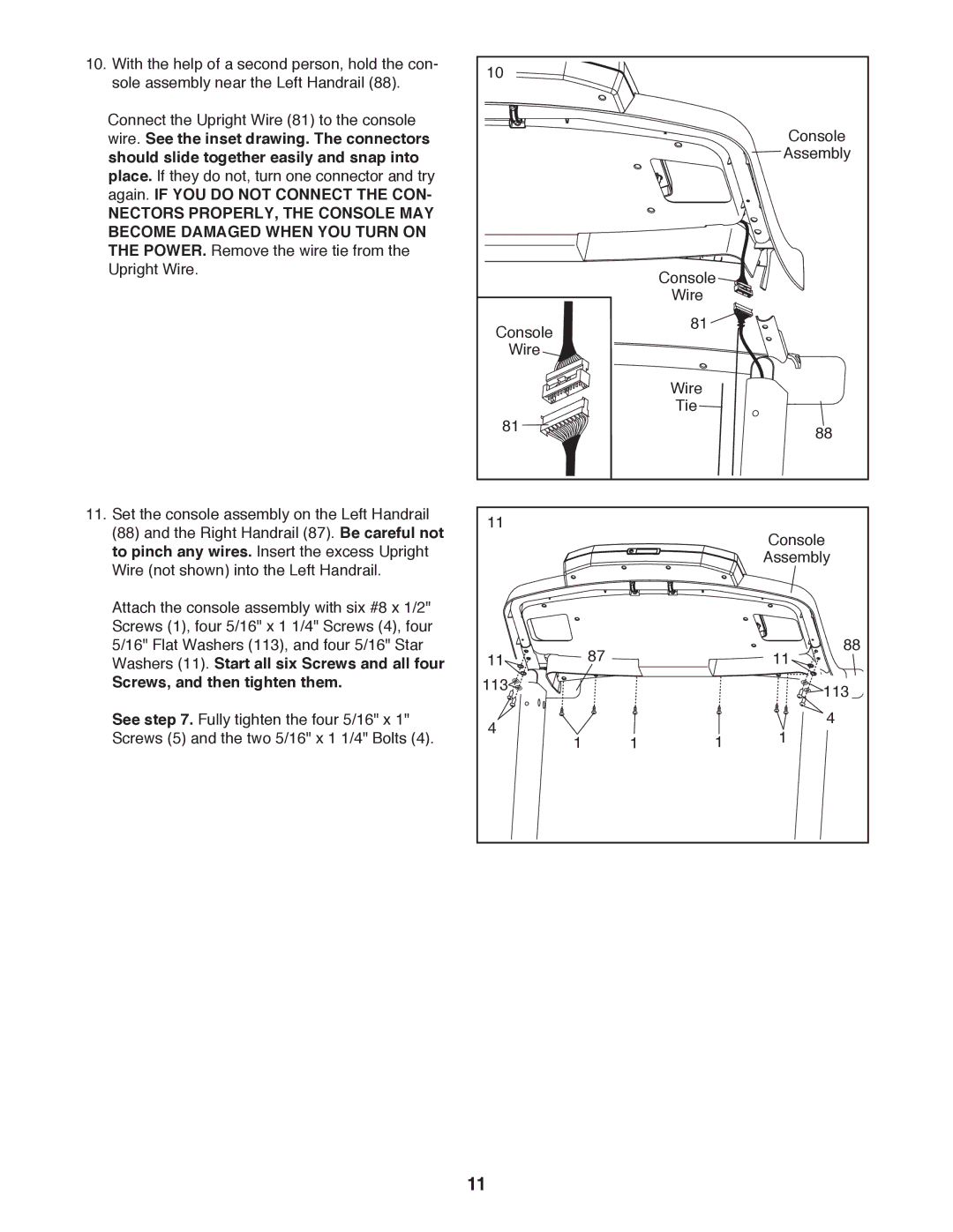 ProForm 795 user manual Screws, and then tighten them 