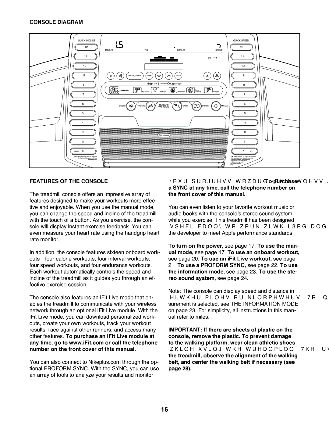 ProForm 795 user manual Console Diagram Features of the Console 