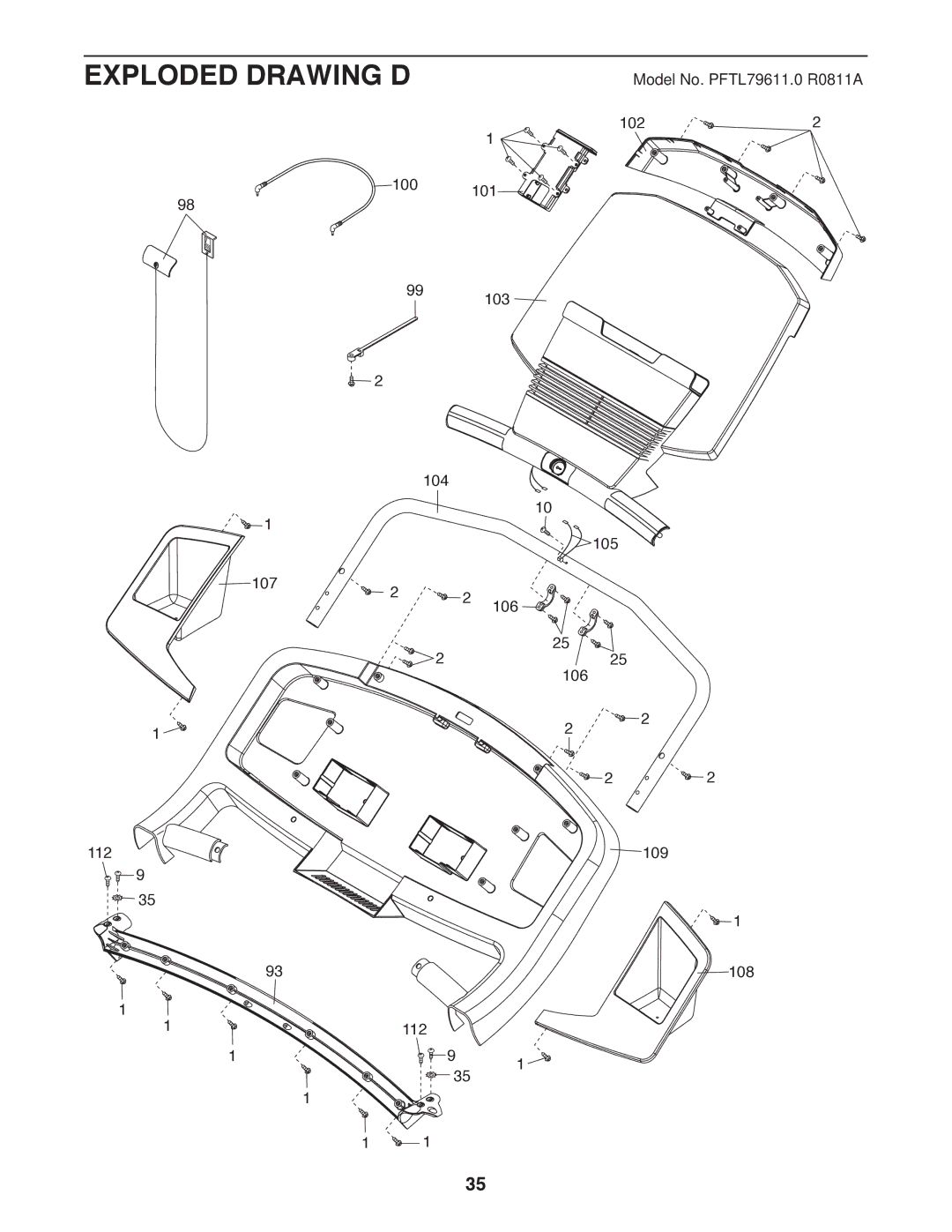 ProForm 795 user manual Exploded Drawing D 