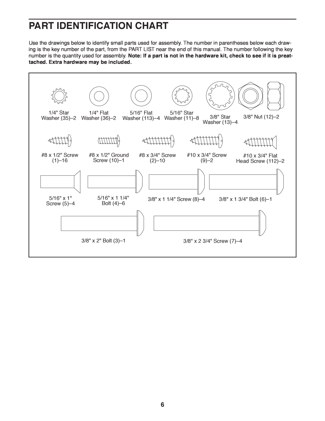 ProForm 795 user manual Part Identification Chart 