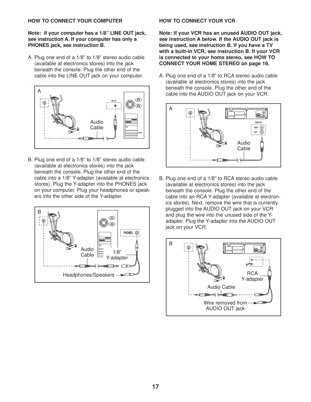 ProForm 820 user manual HOW to Connect Your Computer, HOW to Connect Your VCR 