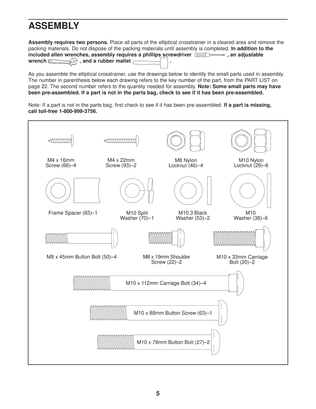 ProForm 820 user manual Assembly, Call toll-free 