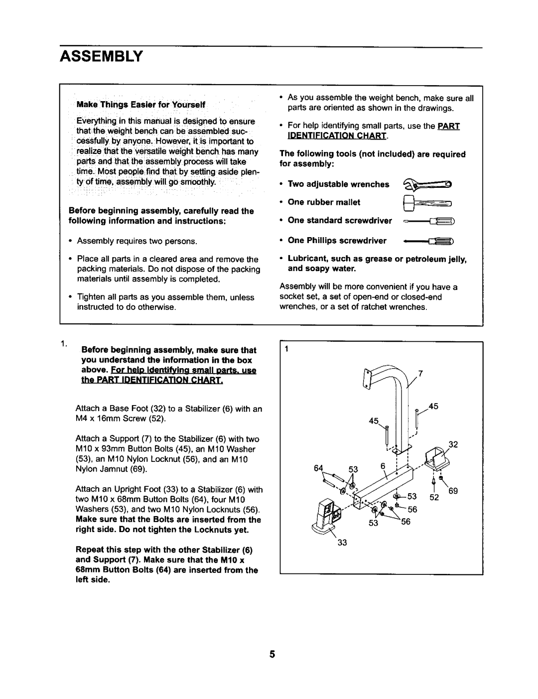 ProForm 831.15032 user manual Assembly 