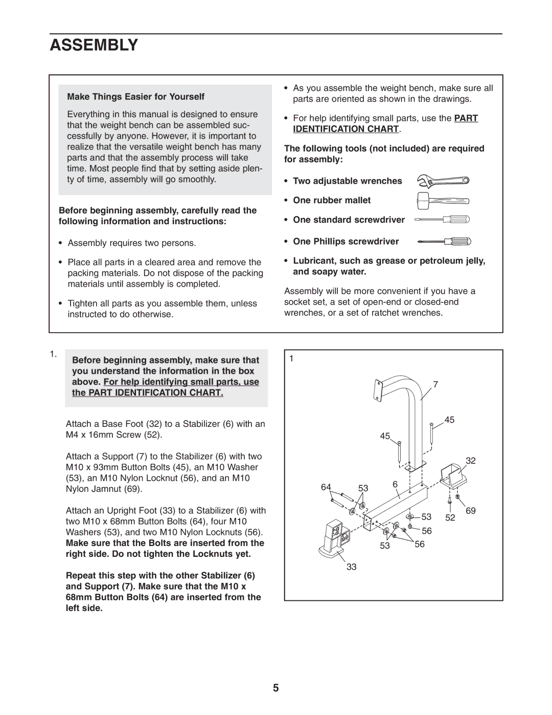 ProForm 831.150320 user manual Assembly, Make Things Easier for Yourself 