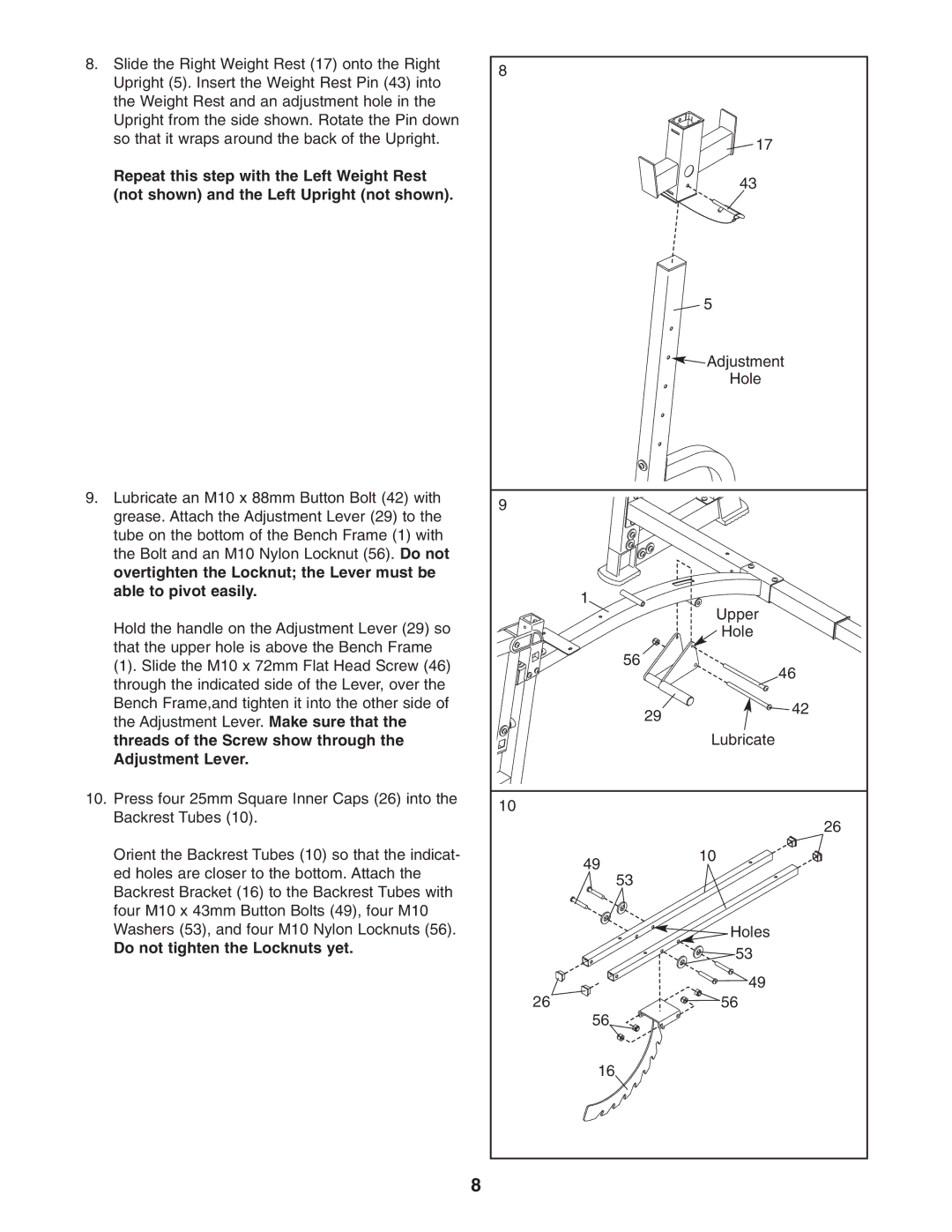 ProForm 831.150320 user manual Adjustment 