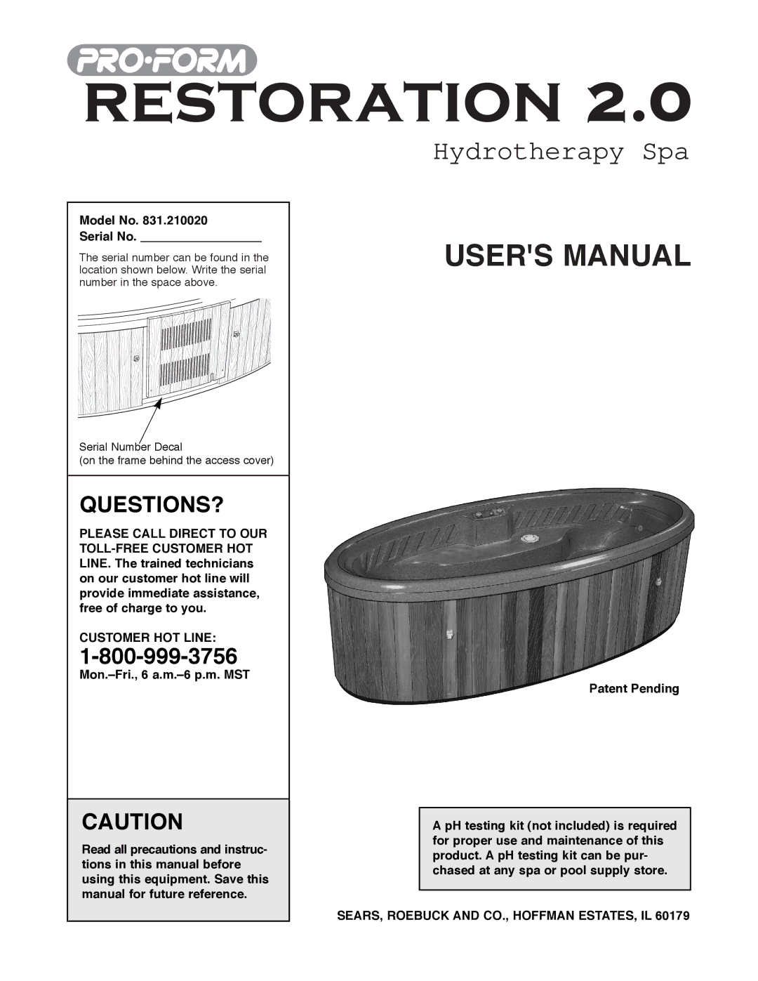 ProForm 831.21002 user manual Questions?, Model No Serial No, Customer HOT Line, Mon.ÐFri., 6 a.m.Ð6 p.m. MST 