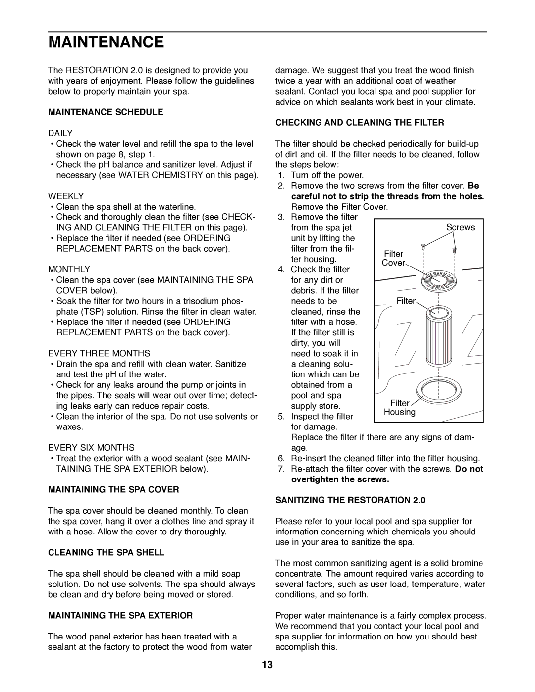 ProForm 831.21002 user manual Maintenance 