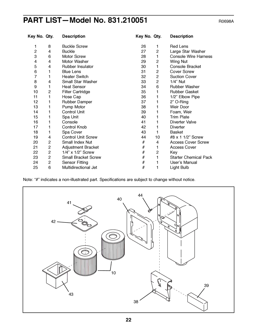 ProForm 831.210051 manual Part LISTÑModel No, Key No. Qty Description 