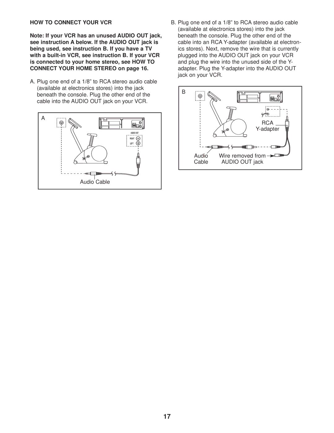 ProForm 831.215010 user manual HOW to Connect Your VCR 